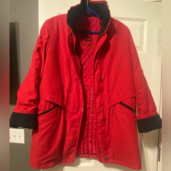 Ensign London 3/4 Red & Black Drawstring Coat, GUC - Picture 1 of 11